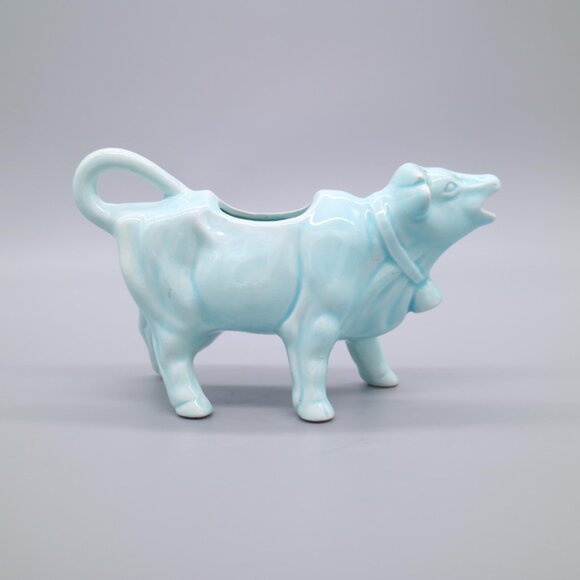 Vintage Delphite Blue Cow Creamer Pitcher | Kitschy Farmhouse Decor | Farmcore - Picture 4 of 6